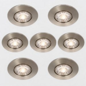 Eglo gedrez set 7 faretti da incasso per cartongesso led 7x4,9w cct 2700k 6500k foro 6,8cm nichel opaco