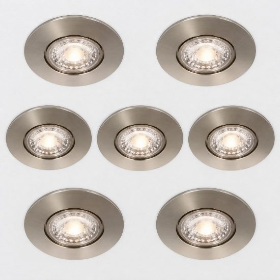 Eglo gedrez set 7 faretti da incasso per cartongesso led 7x4,9w cct 2700k 6500k foro 6,8cm nichel opaco