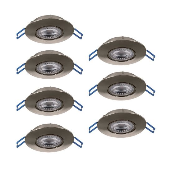 Eglo gedrez set 7 faretti da incasso per cartongesso led 7x4,9w cct 2700k 6500k foro 6,8cm nichel opaco