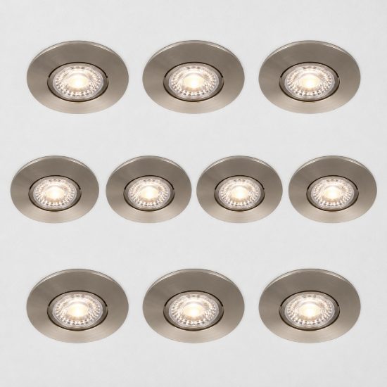 Eglo gedrez set 10 faretti da incasso per cartongesso led 10x4,9w cct 2700k 6500k foro 6,8cm nichel opaco