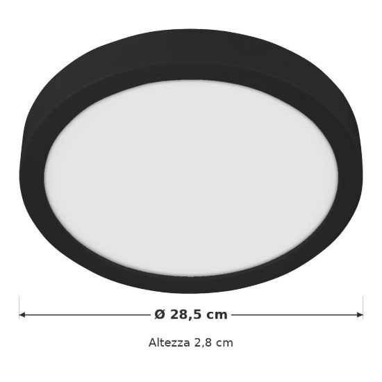 Eglo fueva 5 plafoniera led 20,5w 4000k 28,5cm ip44 moderna rotonda nera