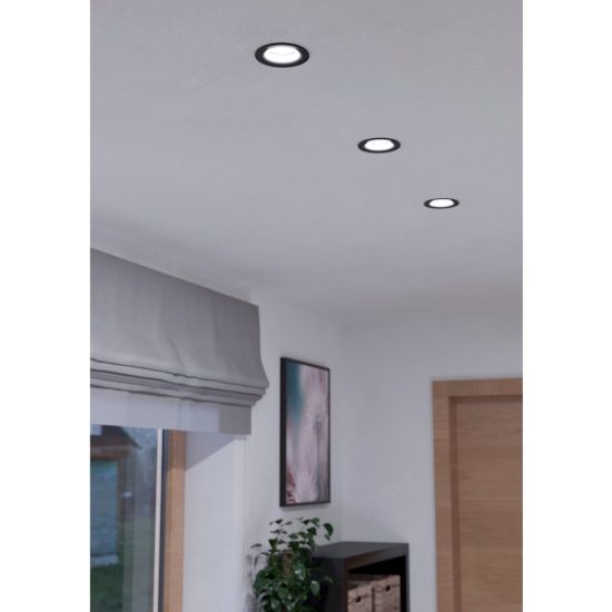 Eglo saliceto faretto da incasso per cartongesso led 6,4w 4000k foro 6,8cm nero