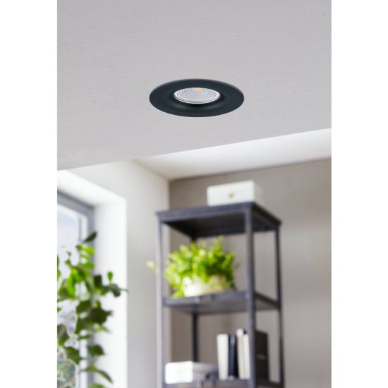 Eglo saliceto faretto da incasso per cartongesso led 6,4w 4000k foro 6,8cm nero