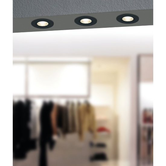 Eglo saliceto faretto da incasso per cartongesso orientabile led 6,4w 4000k foro 6,8cm nero