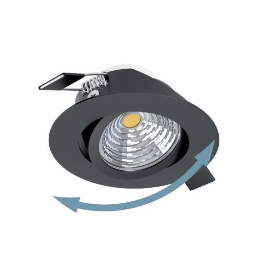 Eglo saliceto faretto da incasso per cartongesso orientabile led 6,4w 4000k foro 6,8cm nero