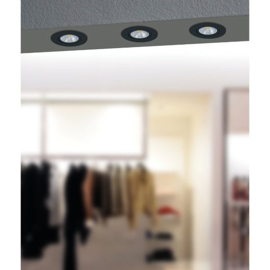 Eglo saliceto faretto da incasso per cartongesso orientabile led 6,4w 4000k foro 6,8cm nero
