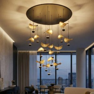 Eglo lampadario moderno dracera foglia oro per soggiorno led 39,1w 3000k
