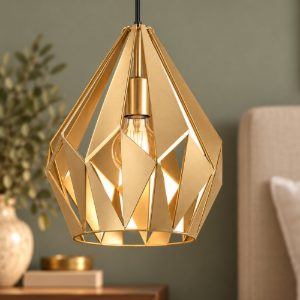 Eglo carlton lampadario moderno a sospensione goccia oro sfaccettato per ingresso 31cm