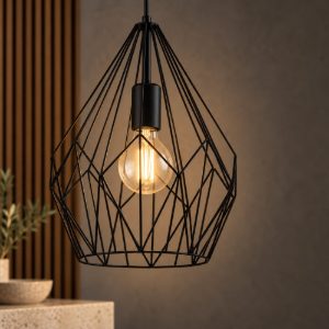 Eglo carlton lampadario moderno nero a sospensione per ingresso goccia 31cm