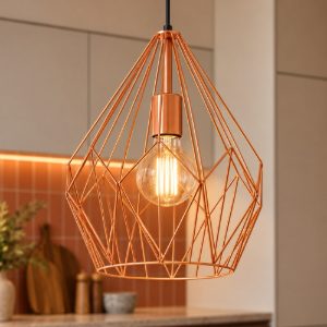 Eglo carlton lampadario moderno per ingresso goccia rame a sospensione 31cm
