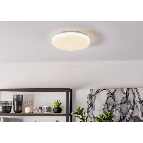 Eglo pogliola e plafoniera led 15,6w 4000k 31cm moderna bianca effetto cristallo