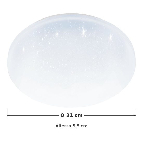 Eglo pogliola e plafoniera led 15,6w 4000k 31cm moderna bianca effetto cristallo