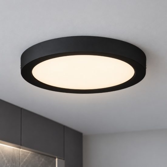 Eglo idun e plafoniera led 24,5w 4000k 28cm moderna rotonda nera