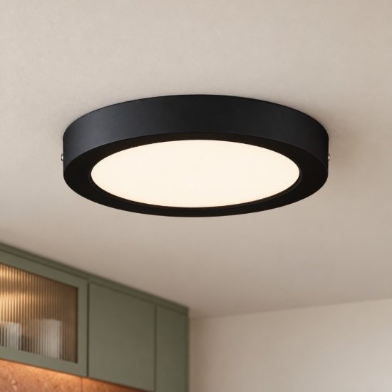 Eglo idun e plafoniera led 18,5w 3000k 22,5cm moderna rotonda nera