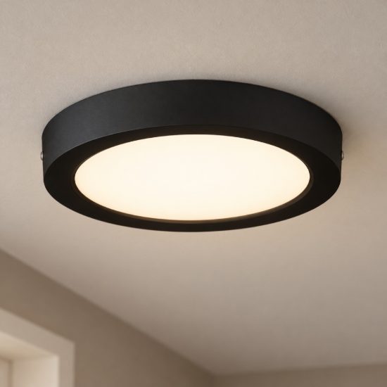 Eglo idun e plafoniera led 18w 4000k 22,5cm moderna rotonda nera