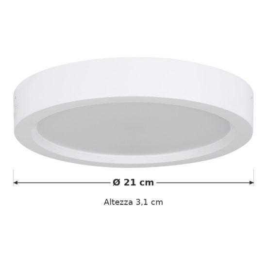 Eglo idun e plafoniera led 14w 3000k 21cm moderna rotonda bianca