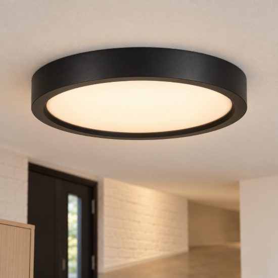 Eglo idun e plafoniera led 17w 3000k 28,5cm moderna rotonda nera