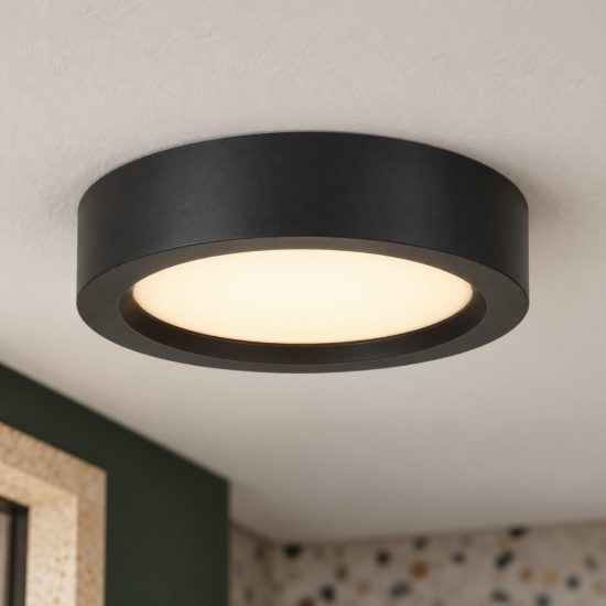 Eglo idun e plafoniera led 12w 4000k 16cm moderna rotonda nera