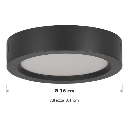 Eglo idun e plafoniera led 12w 4000k 16cm moderna rotonda nera