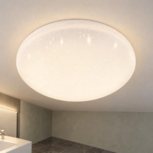 Eglo pogliola e plafoniera led 12w 3000k 26cm ip44 per bagno moderna bianca effetto cristallo