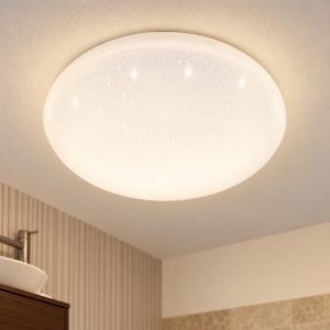 Eglo pogliola e plafoniera led 12w 4000k 26cm ip44 per bagno moderna bianca effetto cristallo