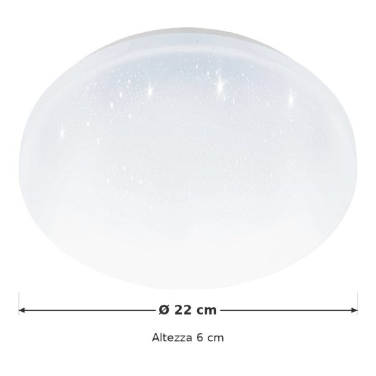 Eglo pogliola e plafoniera led 8w 4000k 22cm moderna bianca effetto cristallo