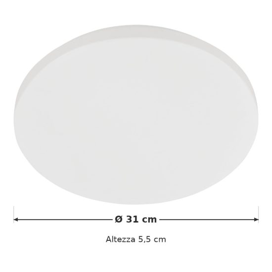 Eglo pogliola e plafoniera led 18w 3000k 31cm moderna bianca con sensore di movimento