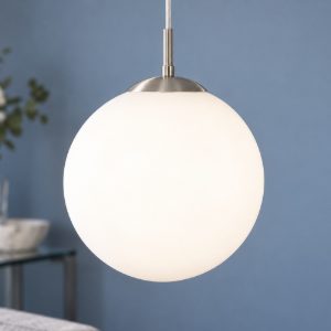 Eglo rondo lampada a sospensione 25cm globo moderna nichel opaco vetro per soggiorno