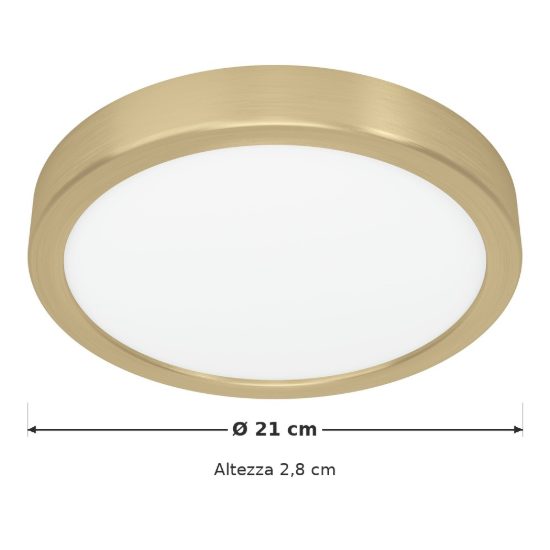 Eglo fueva 5 plafoniera led 17w 3000k 21cm moderna rotonda ottone