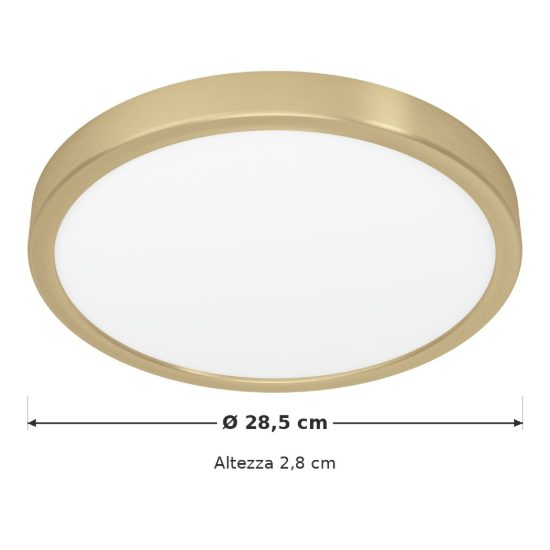 Eglo fueva 5 plafoniera led 20,5w 3000k 28,5cm moderna rotonda ottone