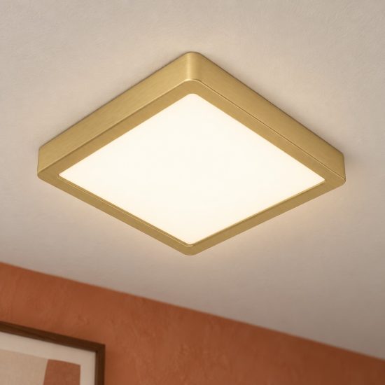 Eglo fueva 5 plafoniera led 17w 3000k 21cm moderna quadrata ottone