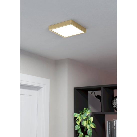 Eglo fueva 5 plafoniera led 17w 3000k 21cm moderna quadrata ottone