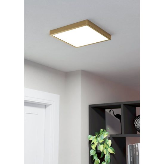 Eglo fueva 5 plafoniera led 20,5w 3000k 28,5cm moderna quadrata ottone