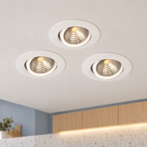 Eglo saliceto set 3 faretti da incasso per cartongesso orientabili led 3x4,8w 2700k foro 6,8cm bianco
