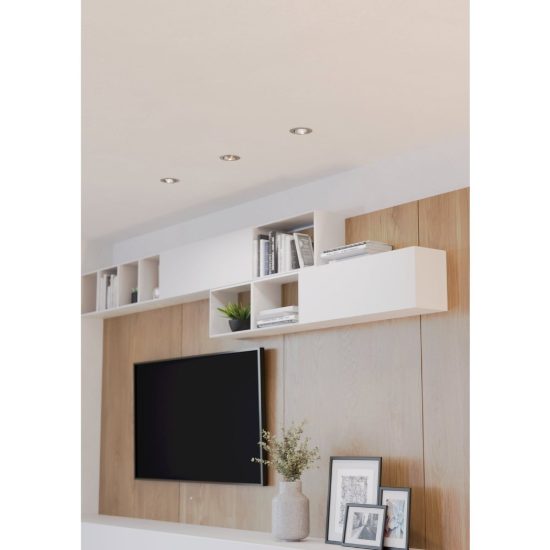 Eglo saliceto set 3 faretti da incasso per cartongesso orientabili led 3x4,8w 2700k foro 6,8cm nichel opaco