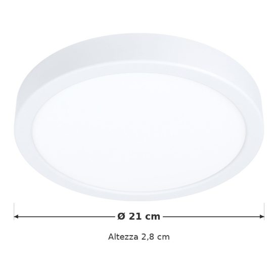 Eglo fueva 5 plafoniera led 17w 3000k 21cm moderna bianca con sensore di movimento