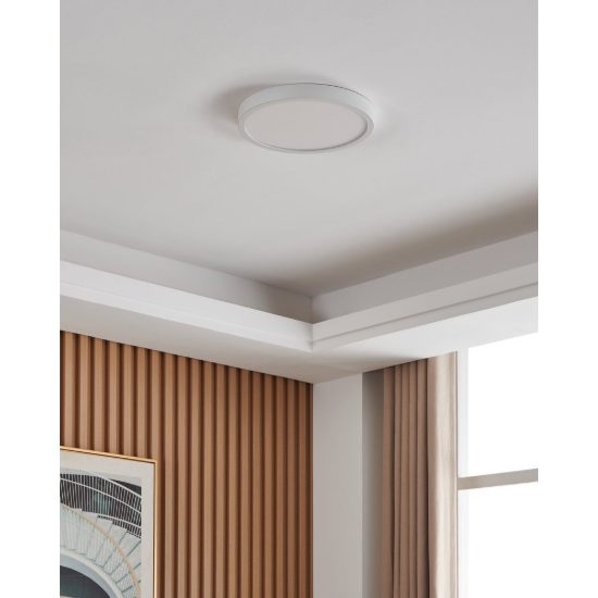 Eglo fueva 5 plafoniera led 20,5w 3000k 28,5cm moderna bianca con sensore di movimento