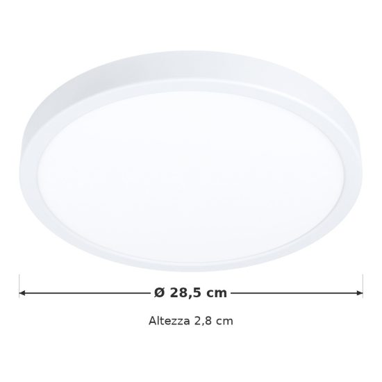 Eglo fueva 5 plafoniera led 20,5w 3000k 28,5cm moderna bianca con sensore di movimento