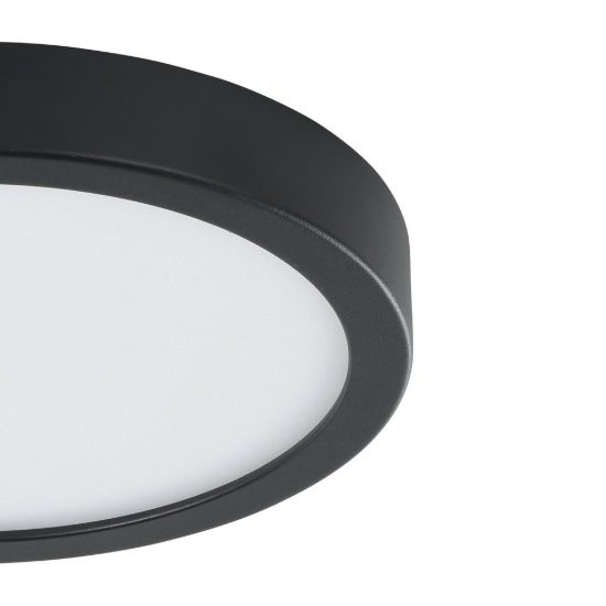 Eglo fueva 5 plafoniera led 17w 3000k 21cm moderna nera con sensore di movimento