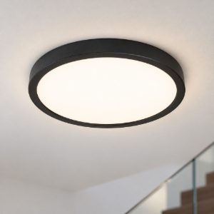 Eglo fueva 5 plafoniera led 20,5w 3000k 28,5cm moderna nera con sensore di movimento