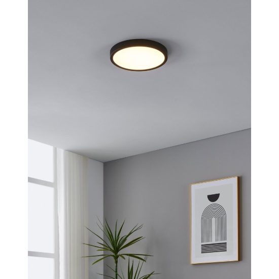 Eglo fueva 5 plafoniera led 20,5w 3000k 28,5cm moderna nera con sensore di movimento
