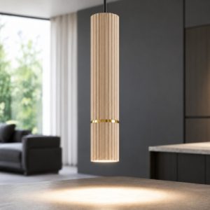 Lampada a sospensione sabbia oro cilindro rigato eglo caminia