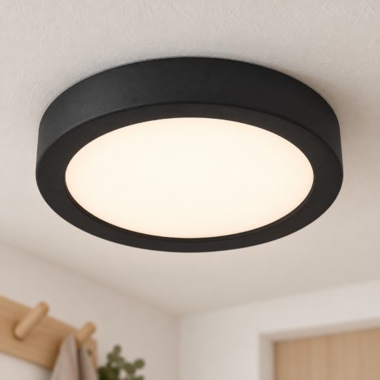 Eglo fueva 6 plafoniera led 7,5w cct 2700k 6500k 16,6cm moderna rotonda nera