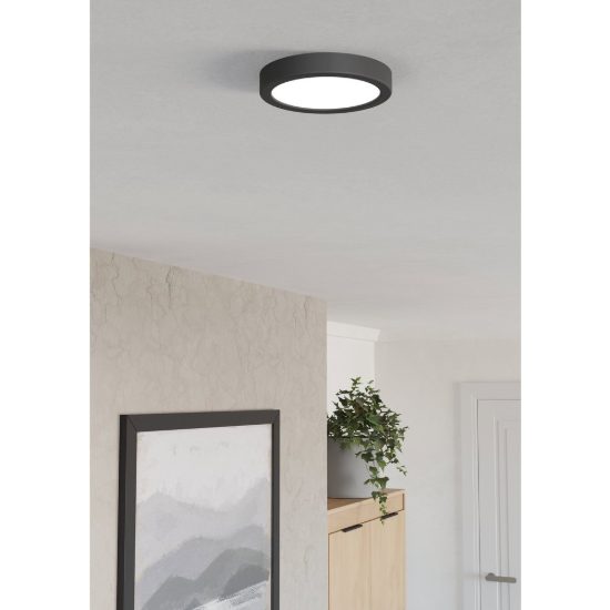 Eglo fueva 6 plafoniera led 7,5w cct 2700k 6500k 16,6cm moderna rotonda nera
