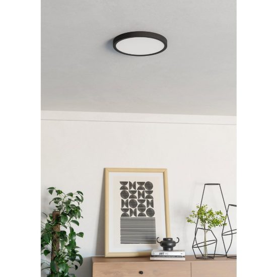 Eglo fueva 6 plafoniera led 14,2w cct 2700k 6500k 27,8cm moderna rotonda nera