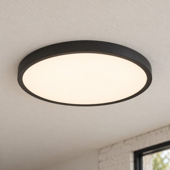 Eglo fueva 6 plafoniera led 17w cct 2700k 6500k 38,9cm per camera da letto moderna rotonda nera