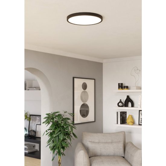 Eglo fueva 6 plafoniera led 17w cct 2700k 6500k 38,9cm per camera da letto moderna rotonda nera