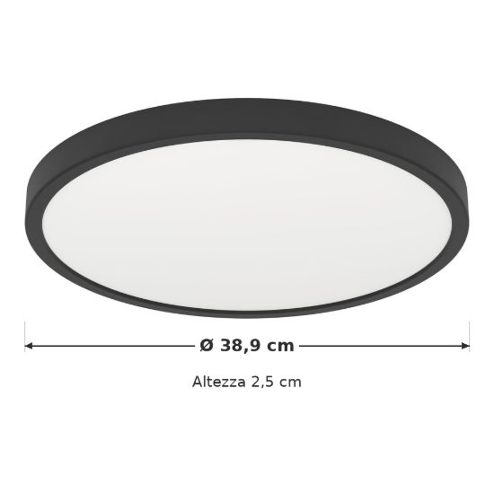 Eglo fueva 6 plafoniera led 17w cct 2700k 6500k 38,9cm per camera da letto moderna rotonda nera