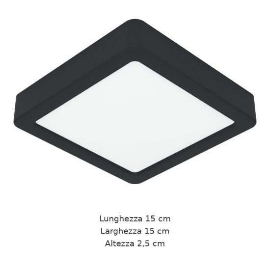 Eglo fueva 6 plafoniera led 7w cct 2700k 6500k 15cm moderna quadrata nera