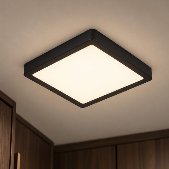 Eglo fueva 6 plafoniera led 10,5w cct 2700k 6500k 22cm moderna quadrata nera
